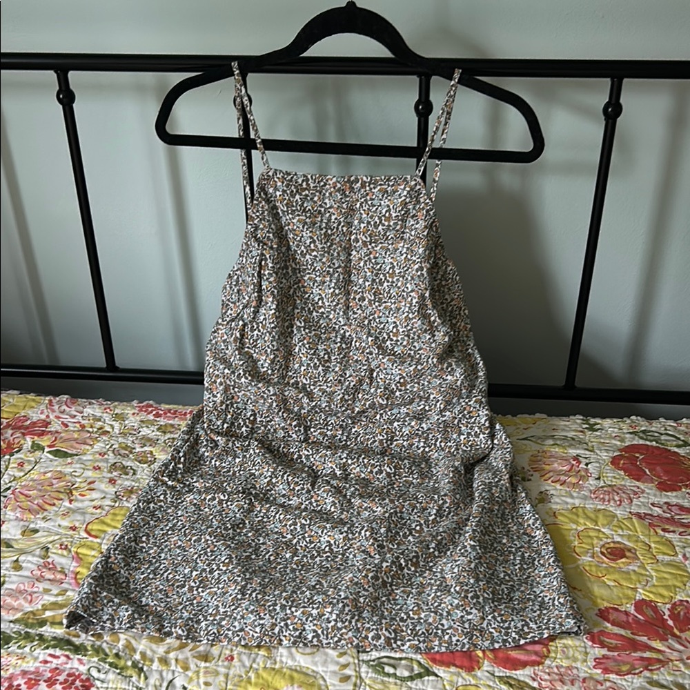 Abercrombie & Fitch Linen Blend Floral Apron Mini Dress